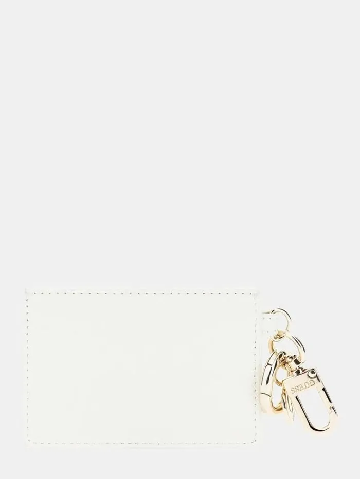 Women Saffiano Credit Card Keyring White Guess High Tech Accessories And Keychains
