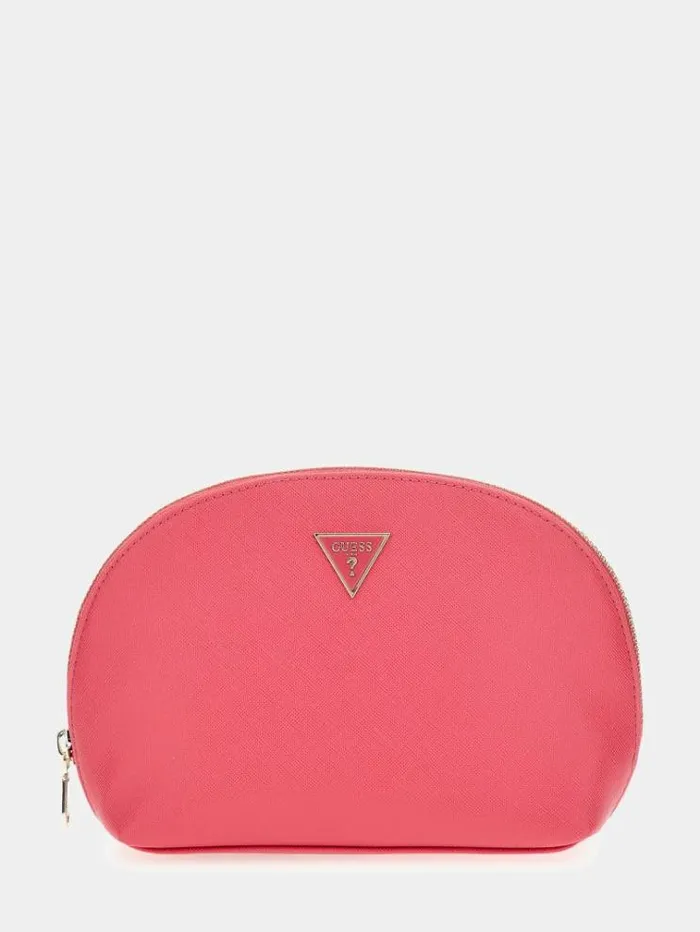 Women Saffiano Vanity Case Fuchsia Guess Travel Bags