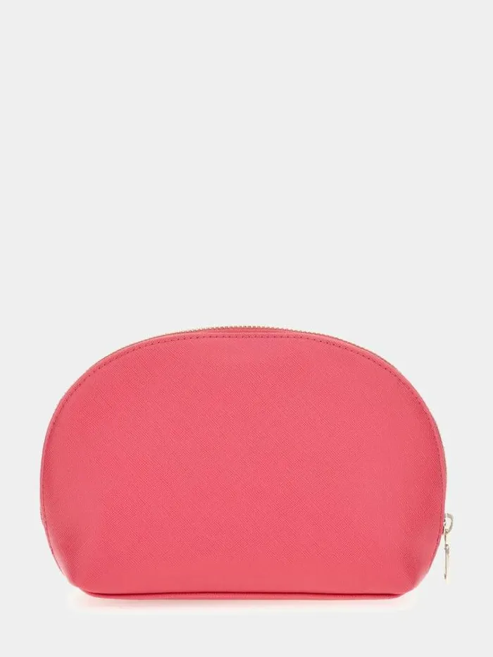 Women Saffiano Vanity Case Fuchsia Guess Travel Bags