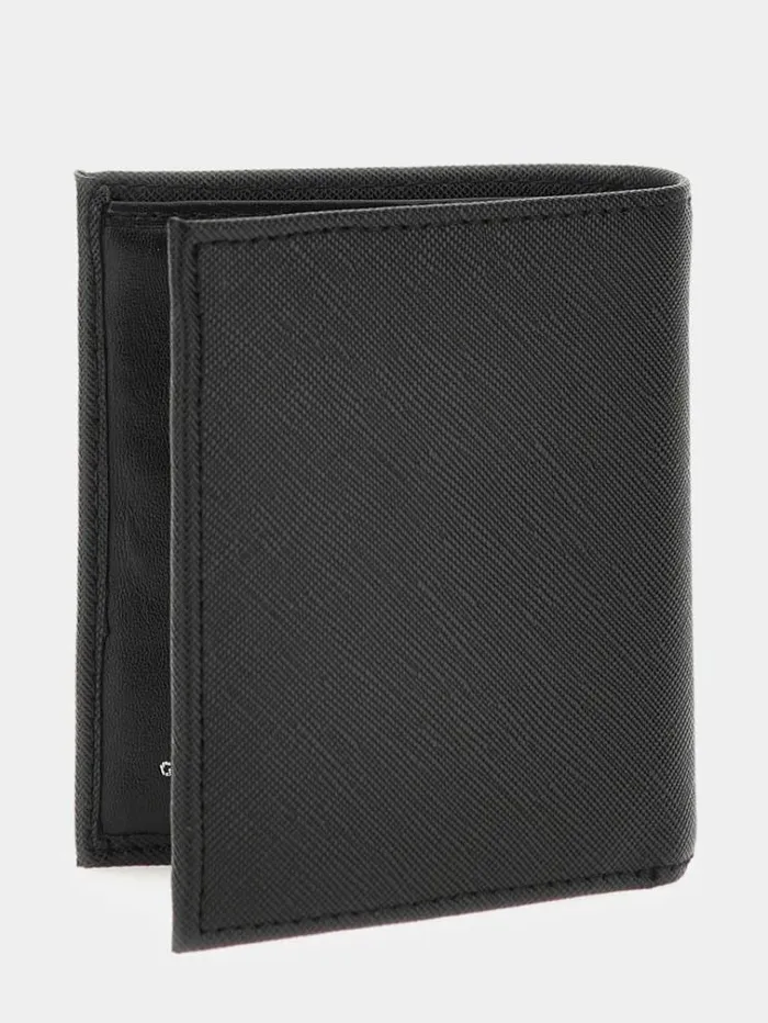 Women Saffiano Wallet And Keychain Set Black Guess Wallets