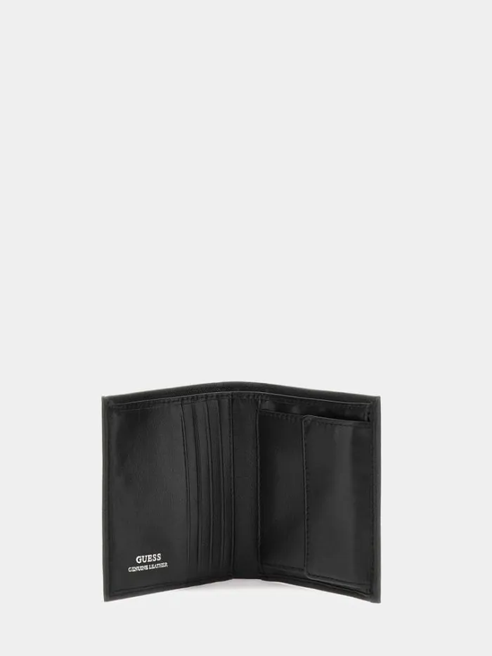 Women Saffiano Wallet And Keychain Set Black Guess Wallets