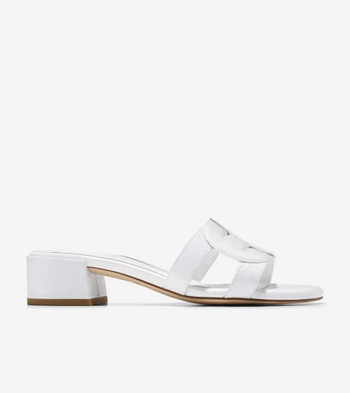 Women Sandals Cole Haan Chrisee Block Heel Sandals White Croc