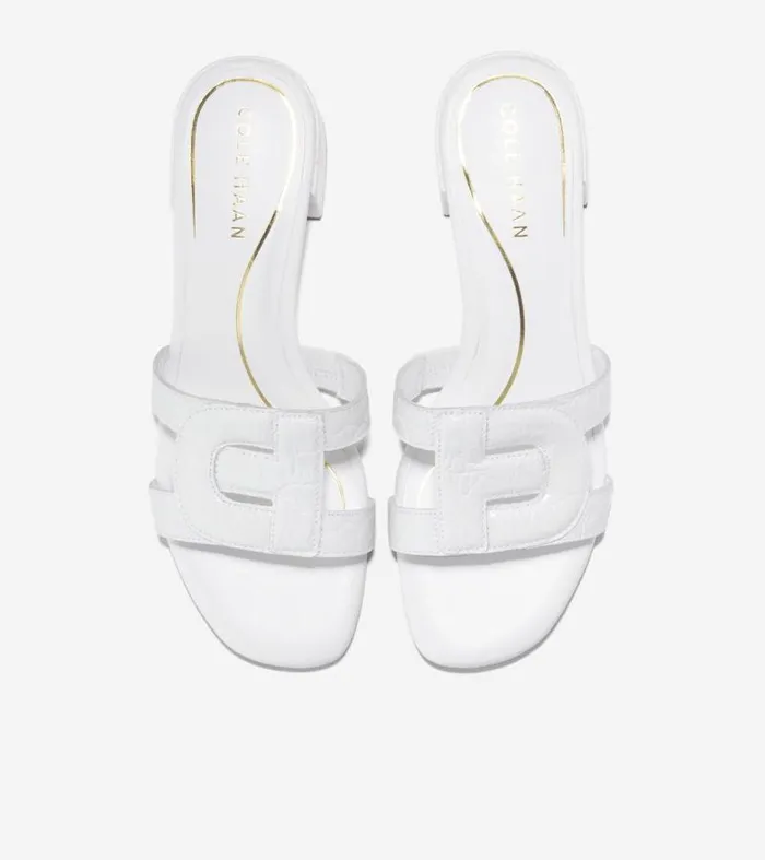 Women Sandals Cole Haan Chrisee Block Heel Sandals White Croc