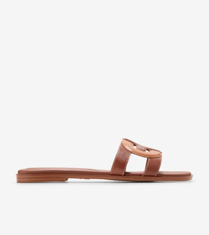 Women Sandals Cole Haan Chrisee Slide Sandals Dark Cuoio Brownpecan