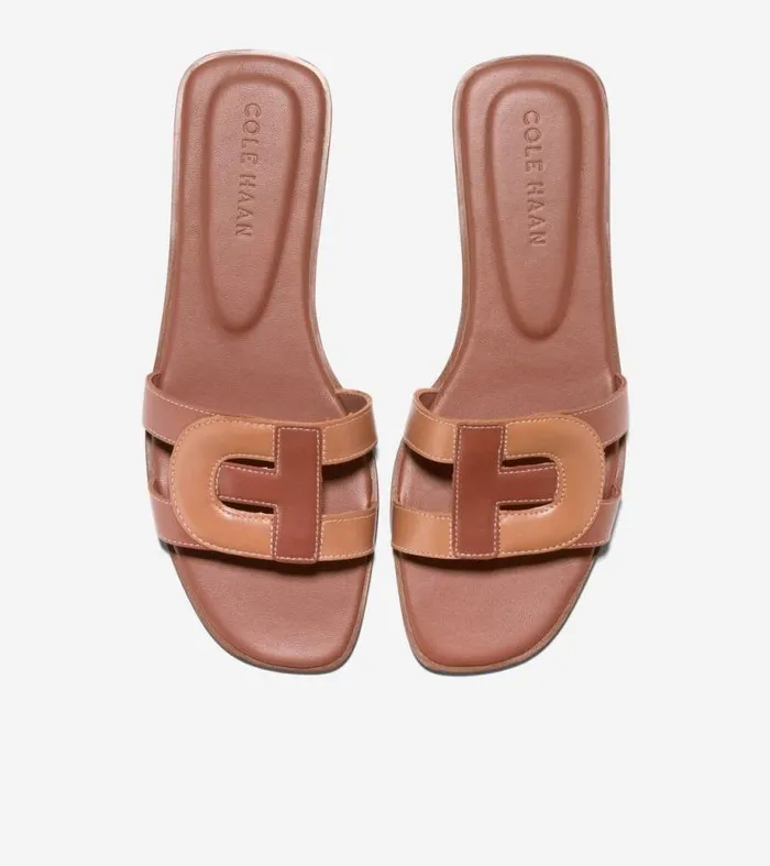 Women Sandals Cole Haan Chrisee Slide Sandals Dark Cuoio Brownpecan