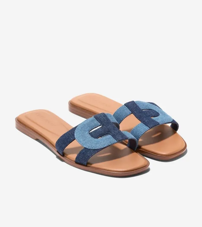 Women Sandals Cole Haan Chrisee Slide Sandals Denimcaramel