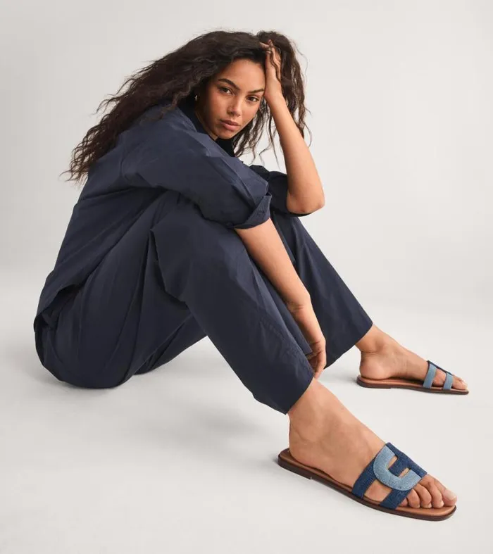 Women Sandals Cole Haan Chrisee Slide Sandals Denimcaramel
