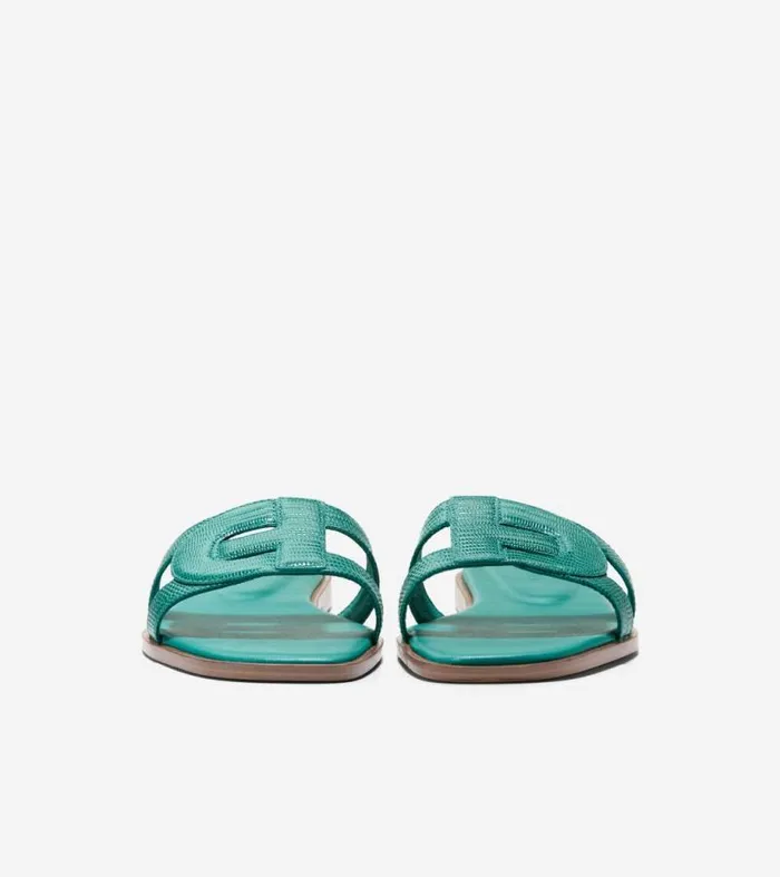 Women Sandals Cole Haan Chrisee Slide Sandals Green Lizard Print