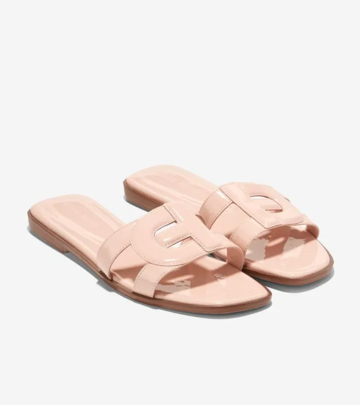 Women Sandals Cole Haan Chrisee Slide Sandals Porcelain Patent