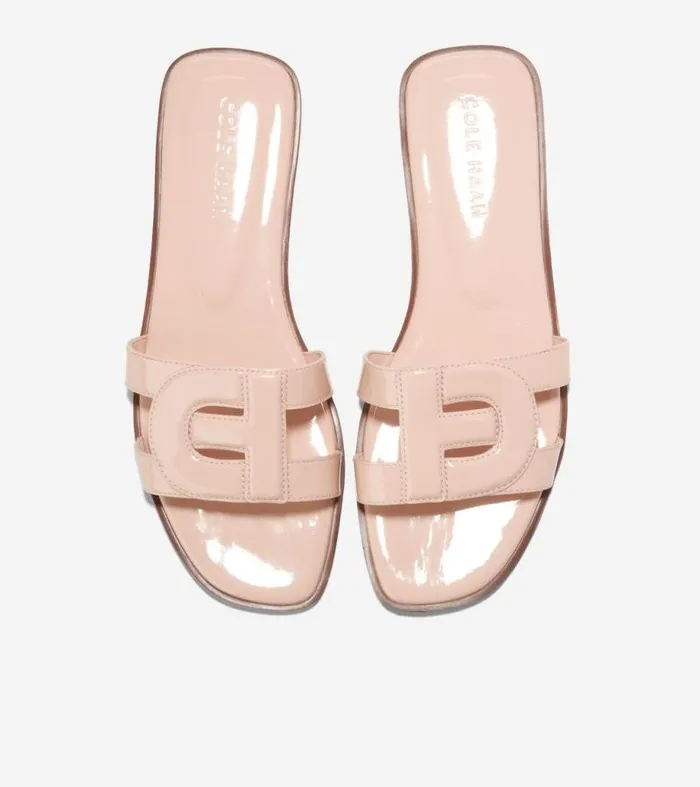 Women Sandals Cole Haan Chrisee Slide Sandals Porcelain Patent