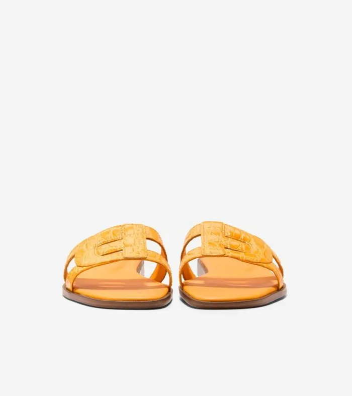 Women Sandals Cole Haan Chrisee Slide Sandals Saffron Yellow Croc Print