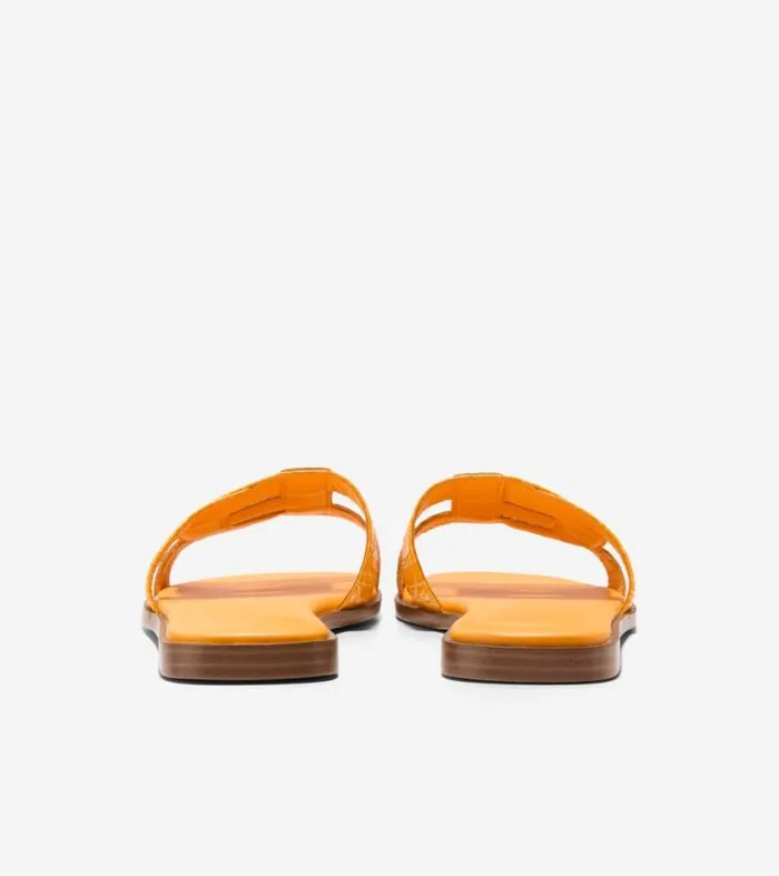Women Sandals Cole Haan Chrisee Slide Sandals Saffron Yellow Croc Print