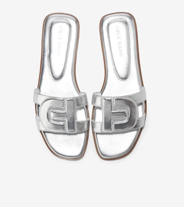 Women Sandals Cole Haan Chrisee Slide Sandals Silver