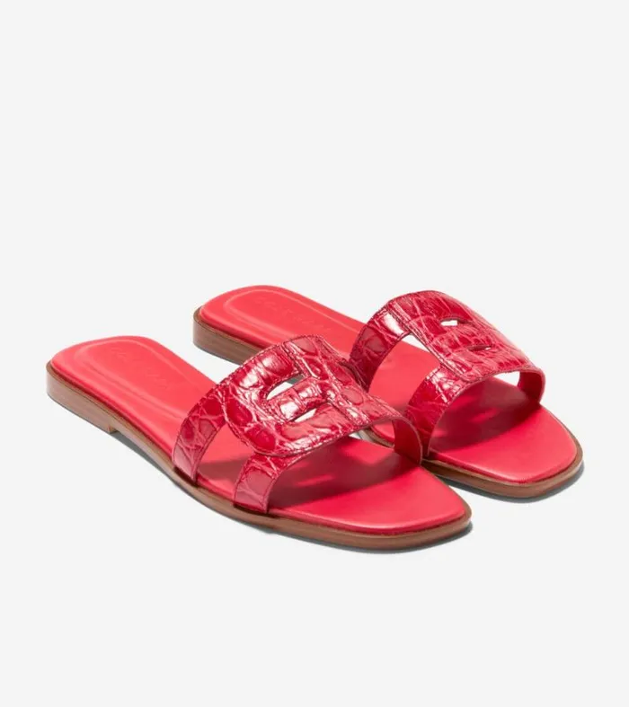 Women Sandals Cole Haan Chrisee Slide Sandals True Red Croc Print