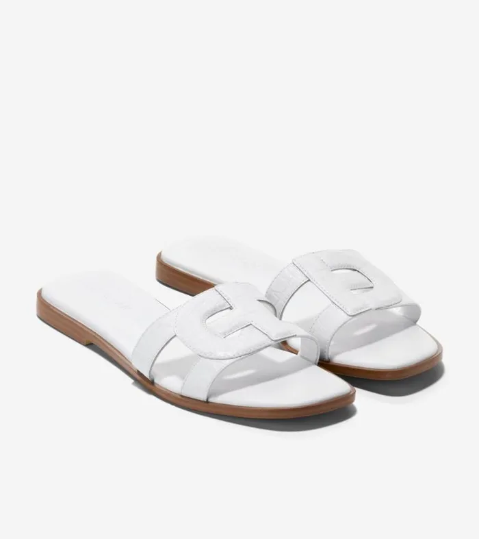 Women Sandals Cole Haan Chrisee Slide Sandals White Croc
