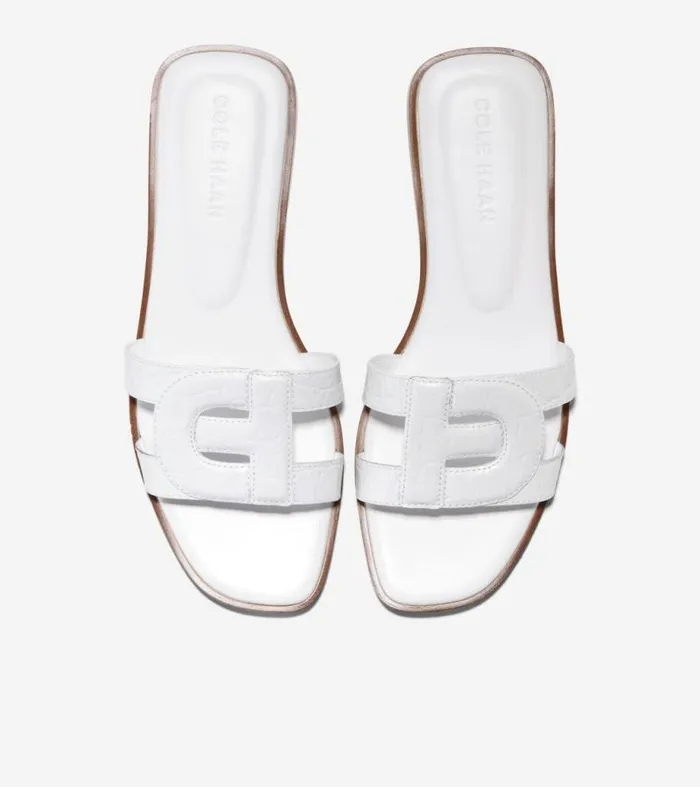 Women Sandals Cole Haan Chrisee Slide Sandals White Croc