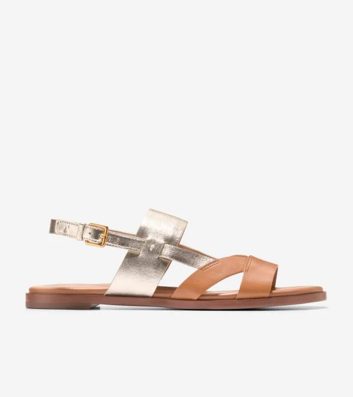 Women Sandals Cole Haan Fawn Sandals Pecansoft Gold Leather