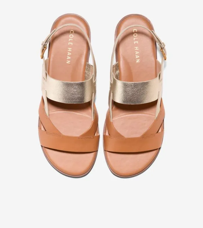 Women Sandals Cole Haan Fawn Sandals Pecansoft Gold Leather