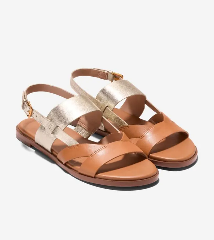 Women Sandals Cole Haan Fawn Sandals Pecansoft Gold Leather