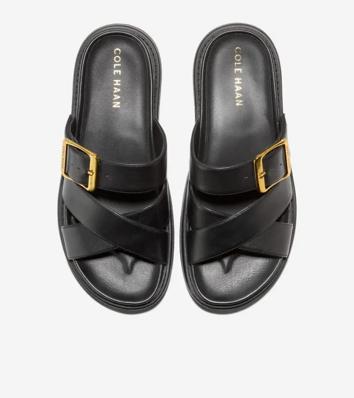 Women Sandals Cole Haan Fraya Slide Sandals Black Leather