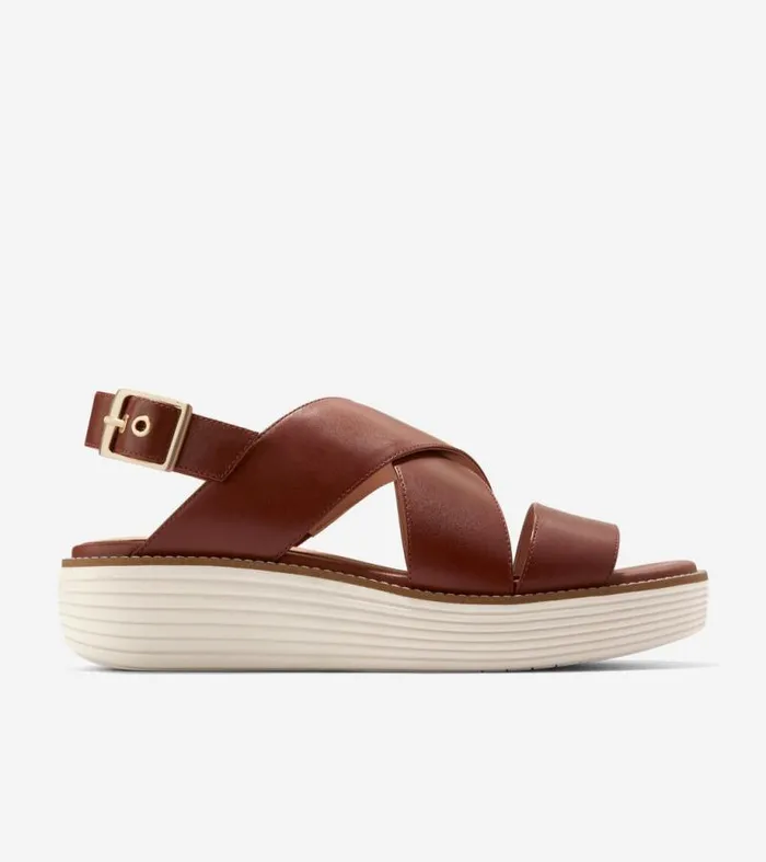 Women Sandals Cole Haan riginalGrand Platform Sandals Dark Cuoio Brownivory