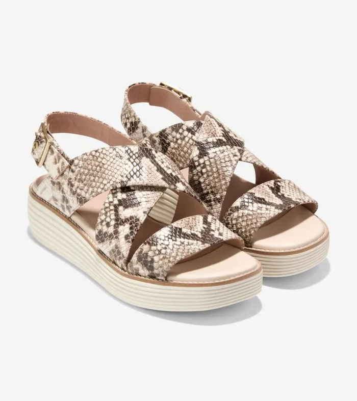 Women Sandals Cole Haan riginalGrand Platform Sandals Sandollar Snake Printivory