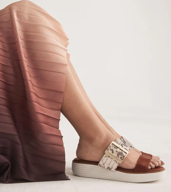 Women Sandals Cole Haan riginalGrand Platform Slides Sandollar Snake Printcuoio Brownivory