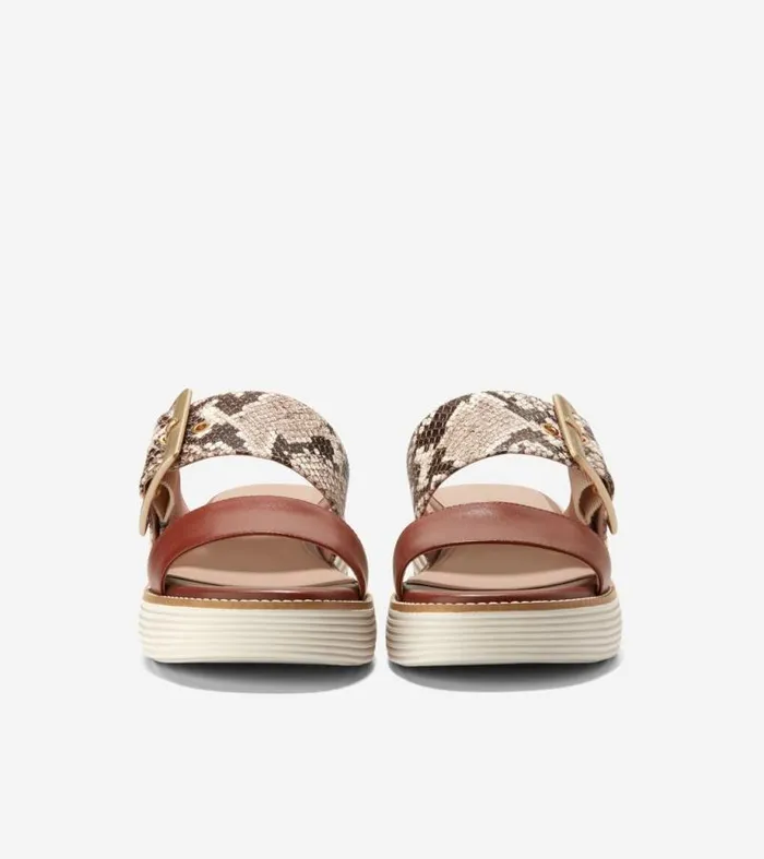 Women Sandals Cole Haan riginalGrand Platform Slides Sandollar Snake Printcuoio Brownivory