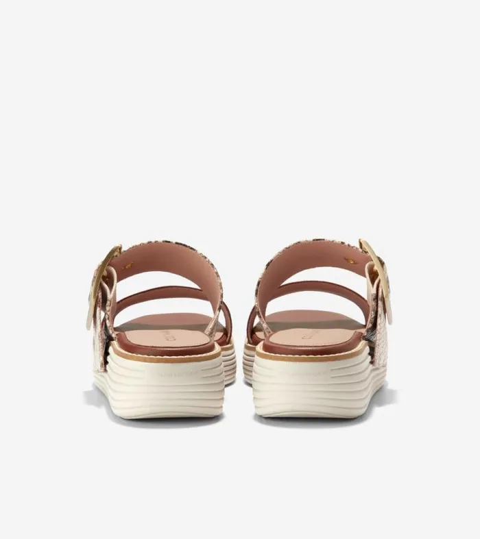 Women Sandals Cole Haan riginalGrand Platform Slides Sandollar Snake Printcuoio Brownivory