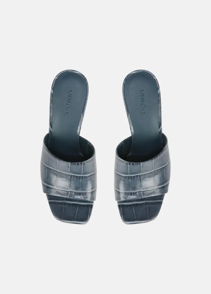 Women Sandals Vince Pia Leather Wedge Sandal Deep Lake Blue