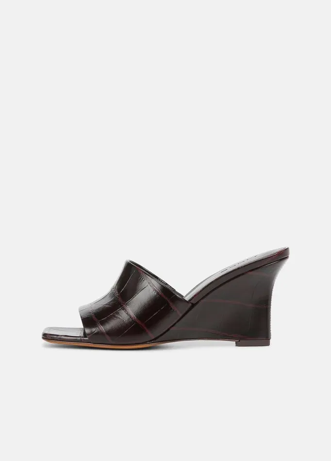 Women Sandals Vince Pia Leather Wedge Sandal Plum Wine