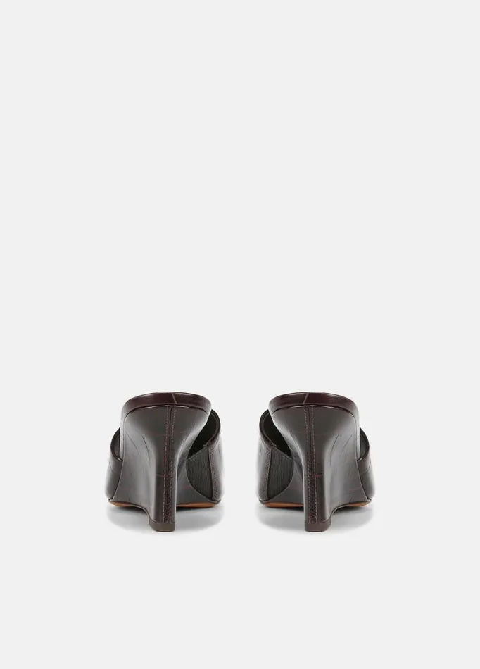 Women Sandals Vince Pia Leather Wedge Sandal Plum Wine