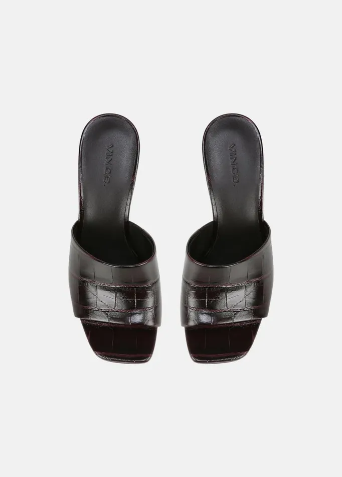 Women Sandals Vince Pia Leather Wedge Sandal Plum Wine