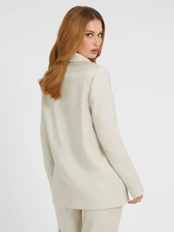 Women Satin Blazer Light Grey Guess Coats And Jackets