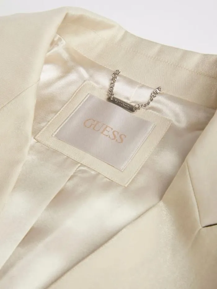 Women Satin Blazer Light Grey Guess Coats And Jackets