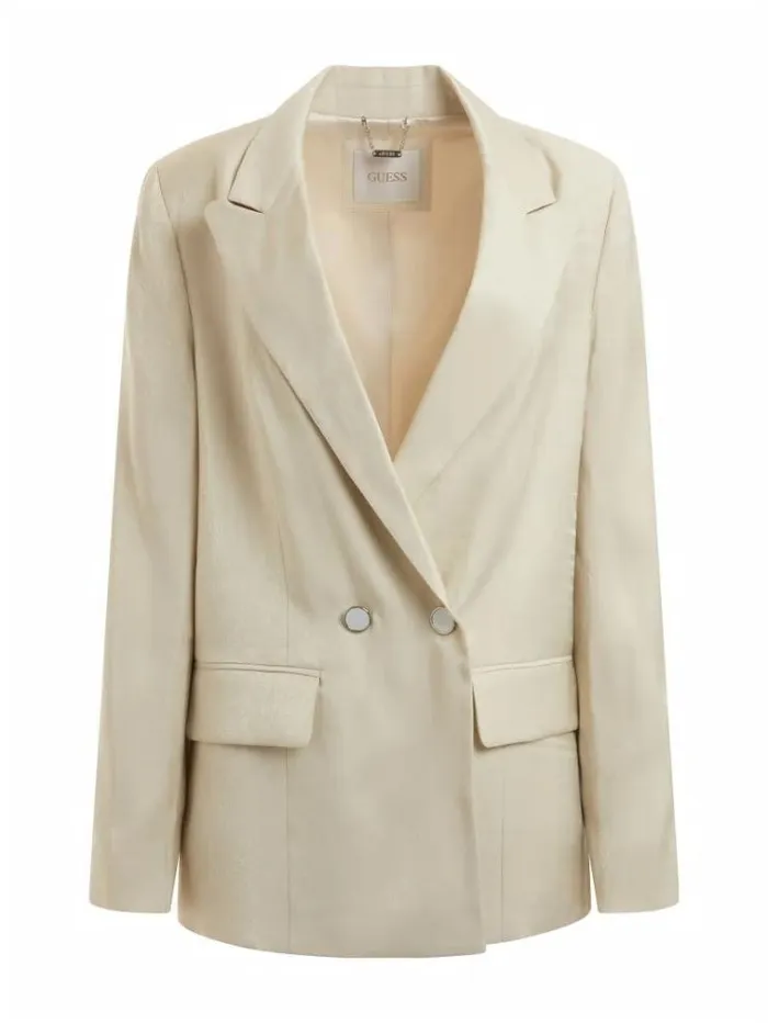 Women Satin Blazer Light Grey Guess Coats And Jackets