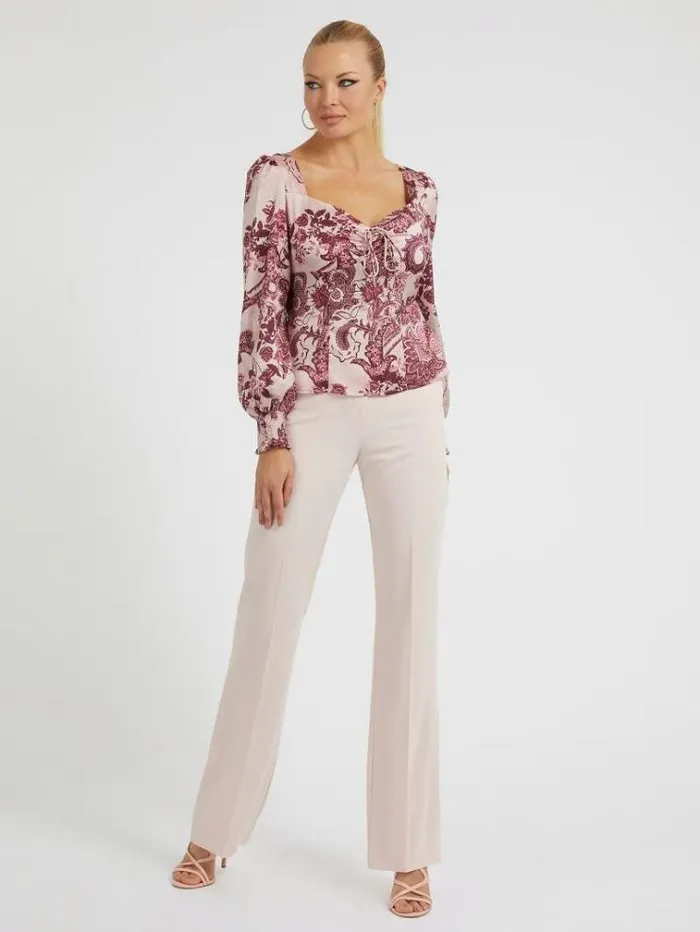 Women Satin Blouse Multi Pink Guess Tops And Shirts