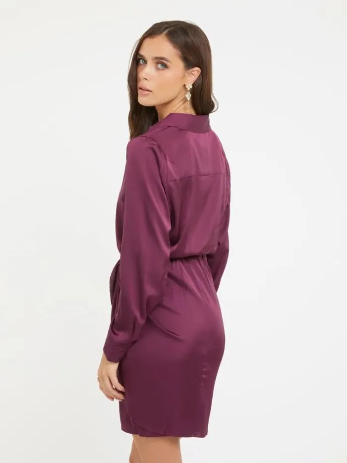Women Satin Chemisier Dress G4a1 Guess Dresses And Jumpsuits