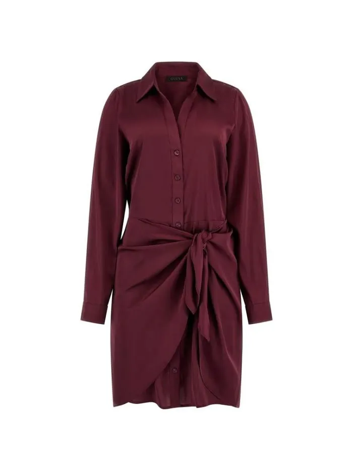 Women Satin Chemisier Dress G4a1 Guess Dresses And Jumpsuits