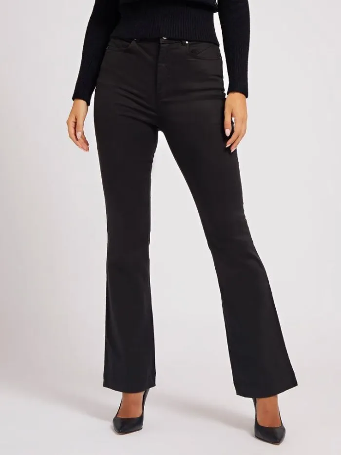 Women Satin Flare Pants Black Guess Trousers