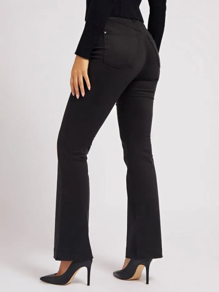 Women Satin Flare Pants Black Guess Trousers