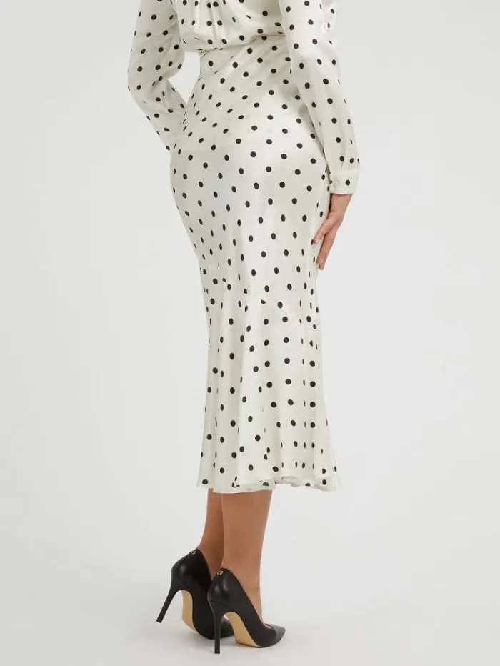 Women Satin Flare Skirt White Guess Skirts And Shorts
