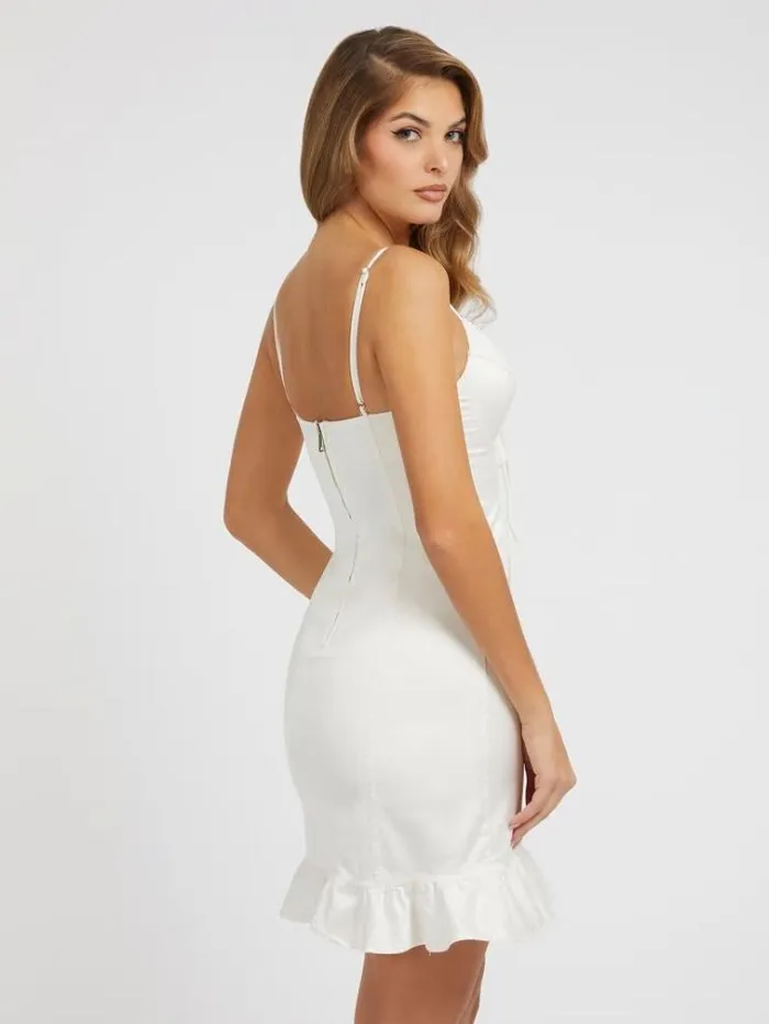 Women Satin Laceup Dress White Guess Dresses And Jumpsuits