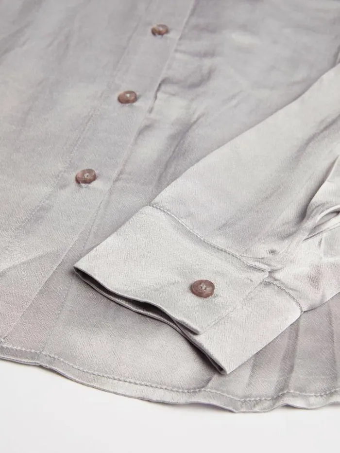 Women Satin Shirt Grey Guess Tops And Shirts