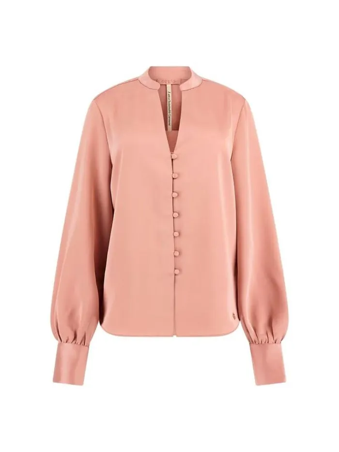 Women Satin Shirt Pink Guess Tops And Shirts