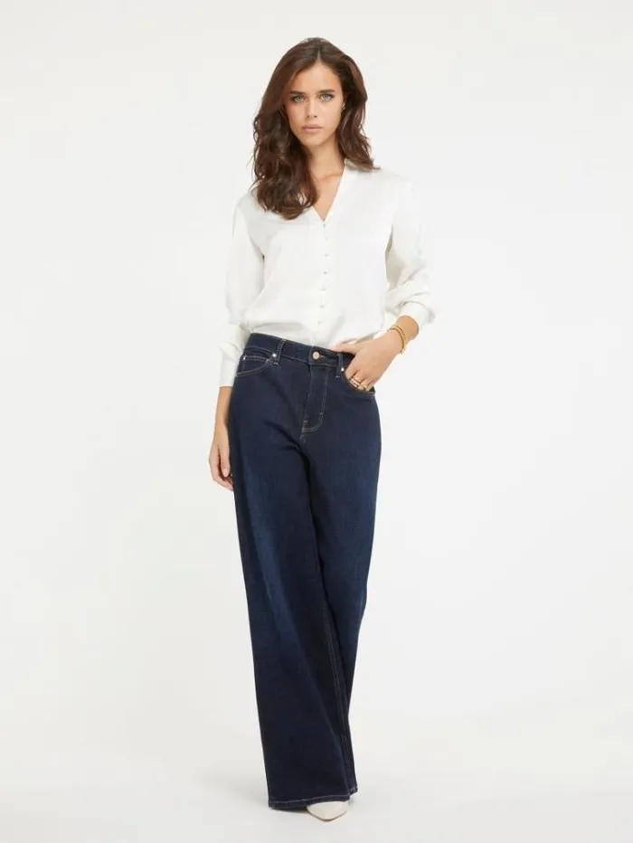 Women Satin Shirt White Guess Tops And Shirts