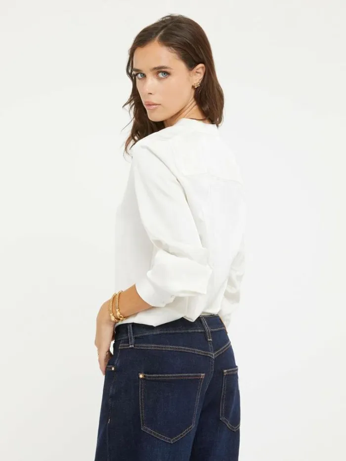 Women Satin Shirt White Guess Tops And Shirts