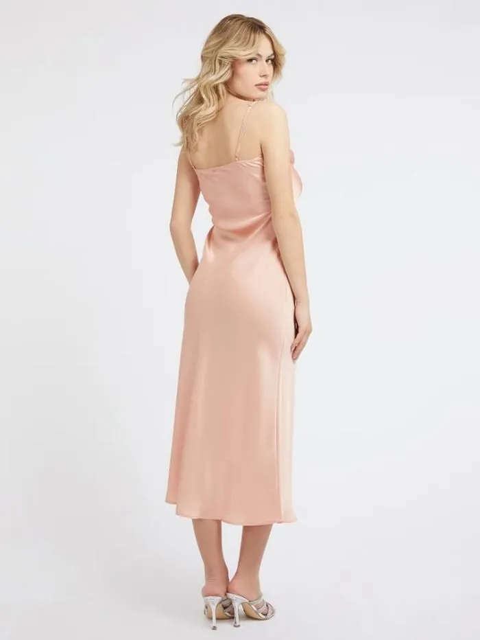 Women Satin Slip Dress Powder Pink Guess Dresses And Jumpsuits