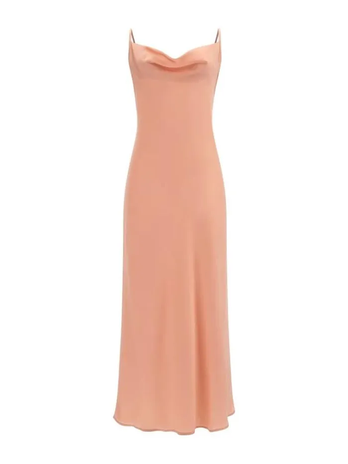 Women Satin Slip Dress Powder Pink Guess Dresses And Jumpsuits