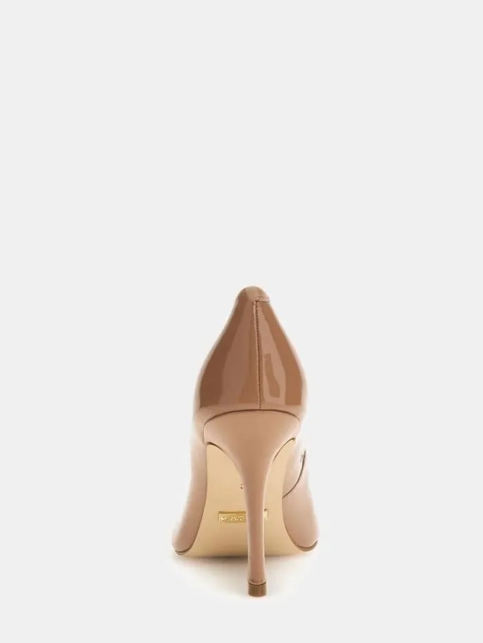 Women Scale Real Leather Court Shoes Beige Guess Heels